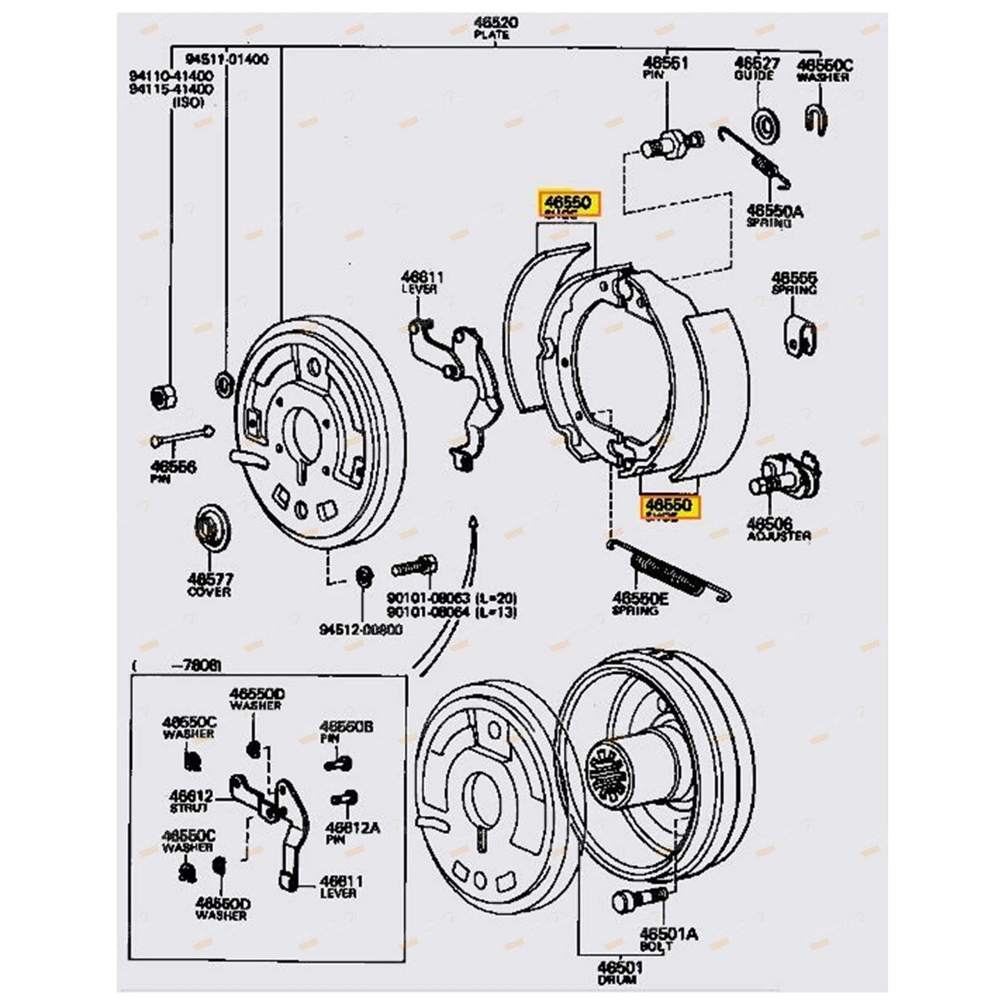 Set of Park HandBrake Shoes for Landcruiser BJ40 BJ42 BJ43 FJ55 (1975–1985)