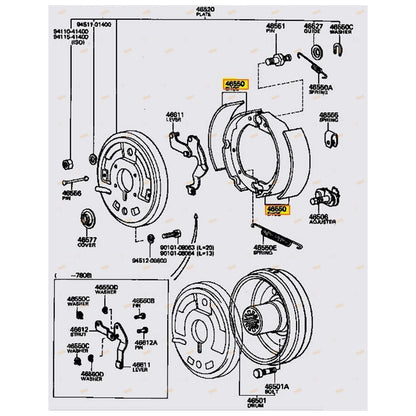 Set of Park HandBrake Shoes for Landcruiser BJ40 BJ42 BJ43 FJ55 (1975–1985)
