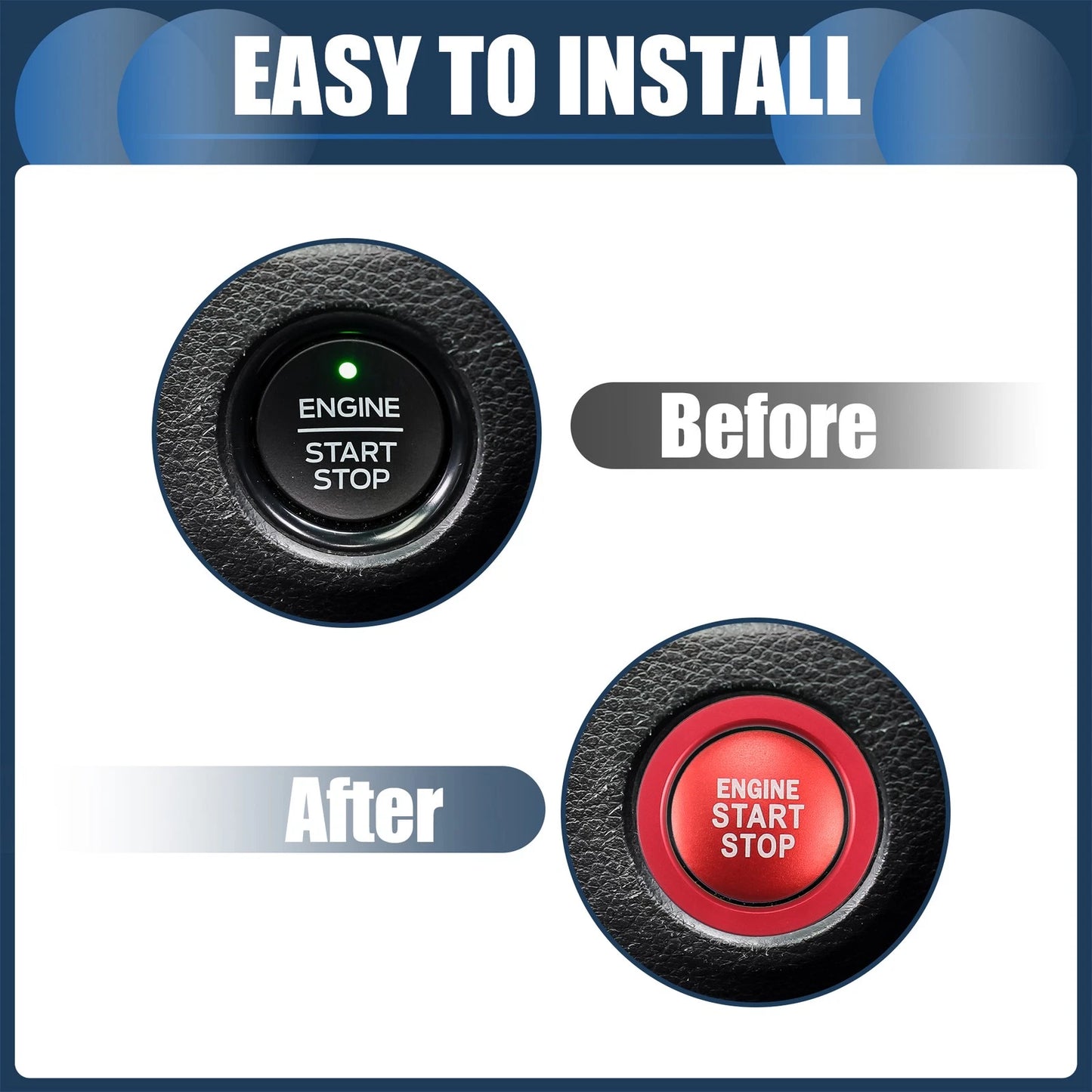 Set of 1 Engine Start Stop Button Cover for Toyota  Red