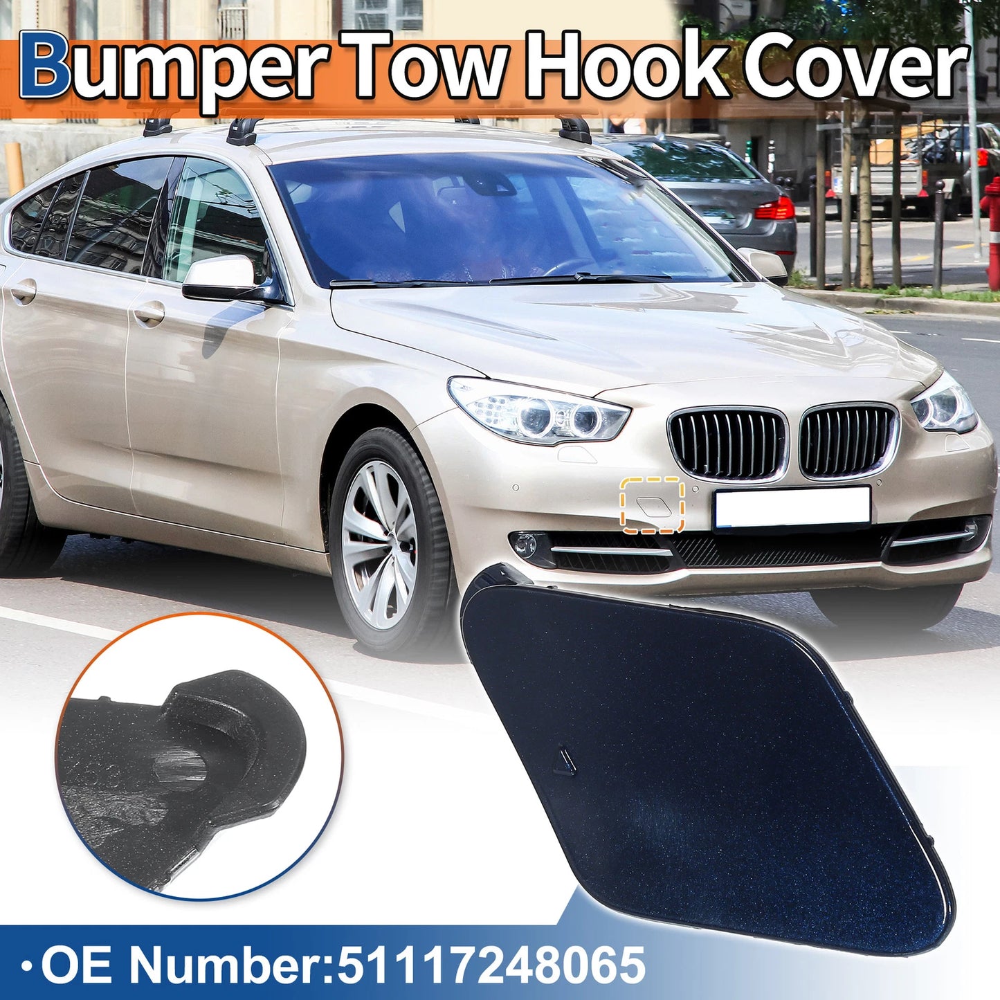 Front Right Tow Hook Cover for BMW 535i (2011–2016) No. 51117248065 Deep Sea Blue