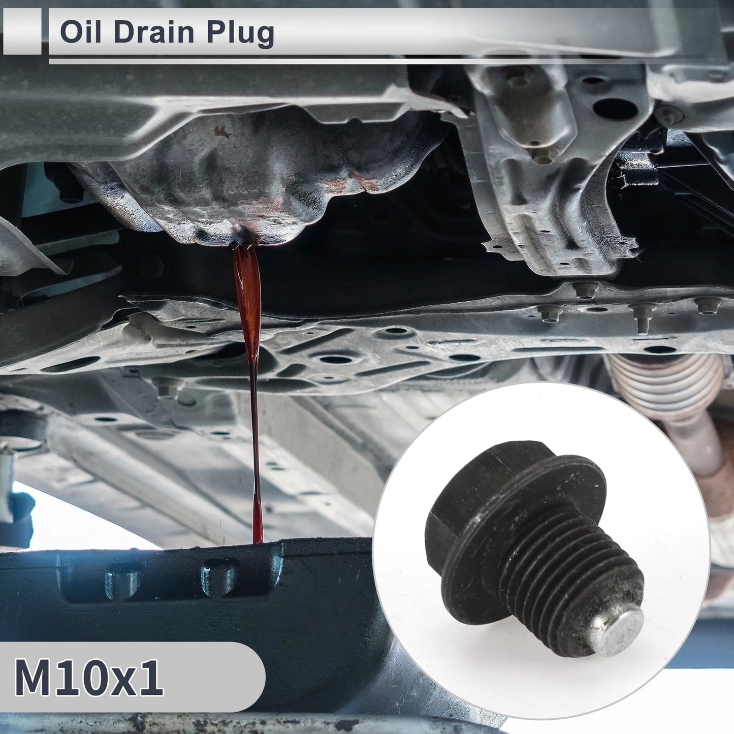 Set of 1 M10x1 Engine Oil Drain Plug with Gasket for Car Motorcycle Boat