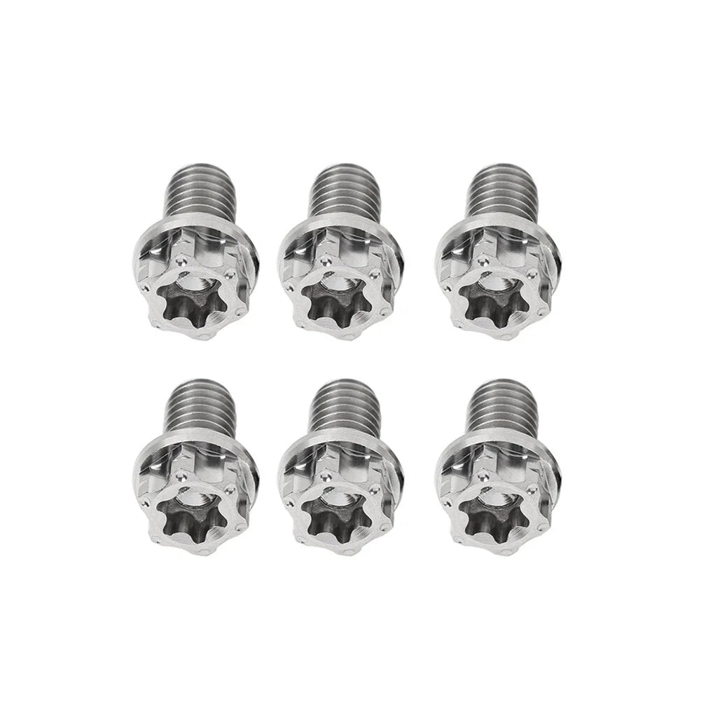 6pcs M6x15mm Titanium Torx Head Flange Screws for Motor Bike/Bicycle