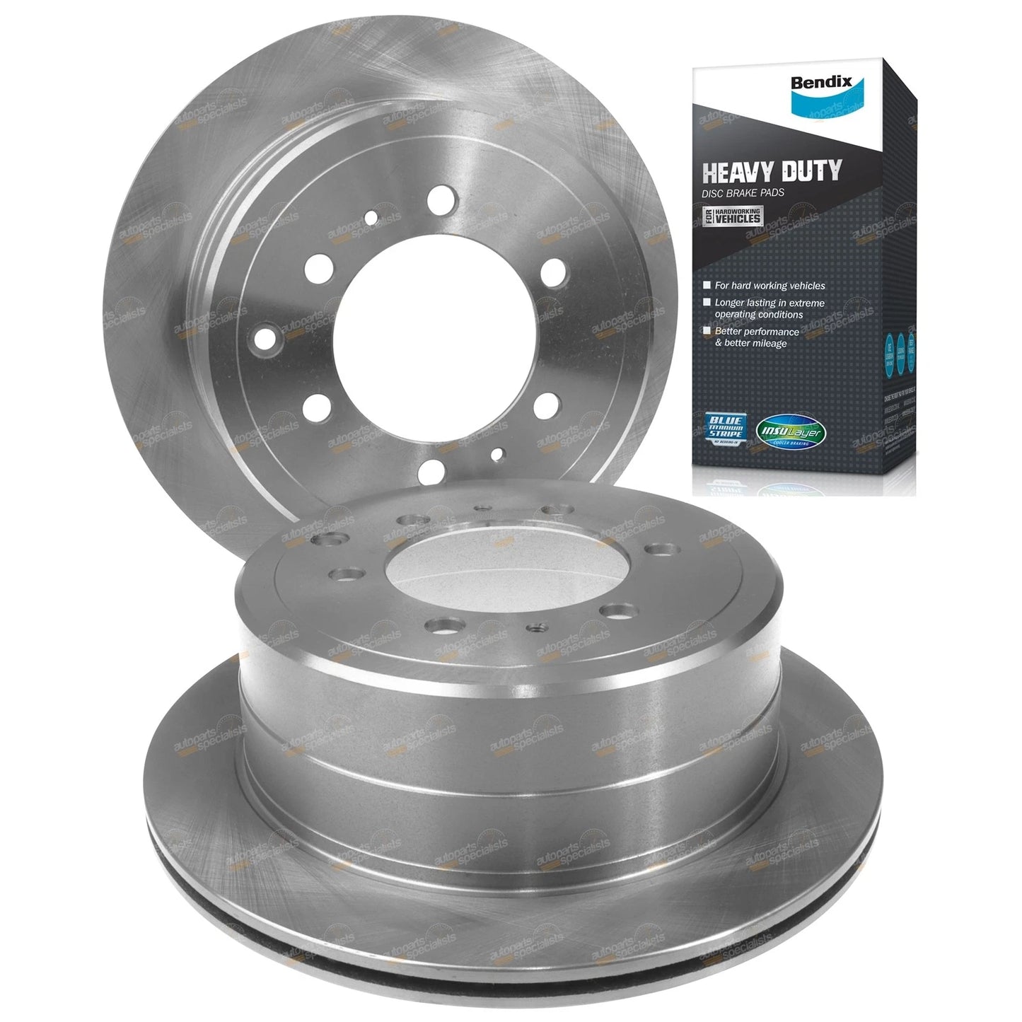 Set of 2 Rear Brake Rotors & HD Pads for Landcruiser FZJ80 HDJ80 HZJ80 (1992–1998)