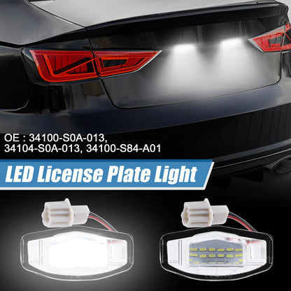 1 Pair White LED License Plate Light Assembly 34100-S0A-013 for Acura