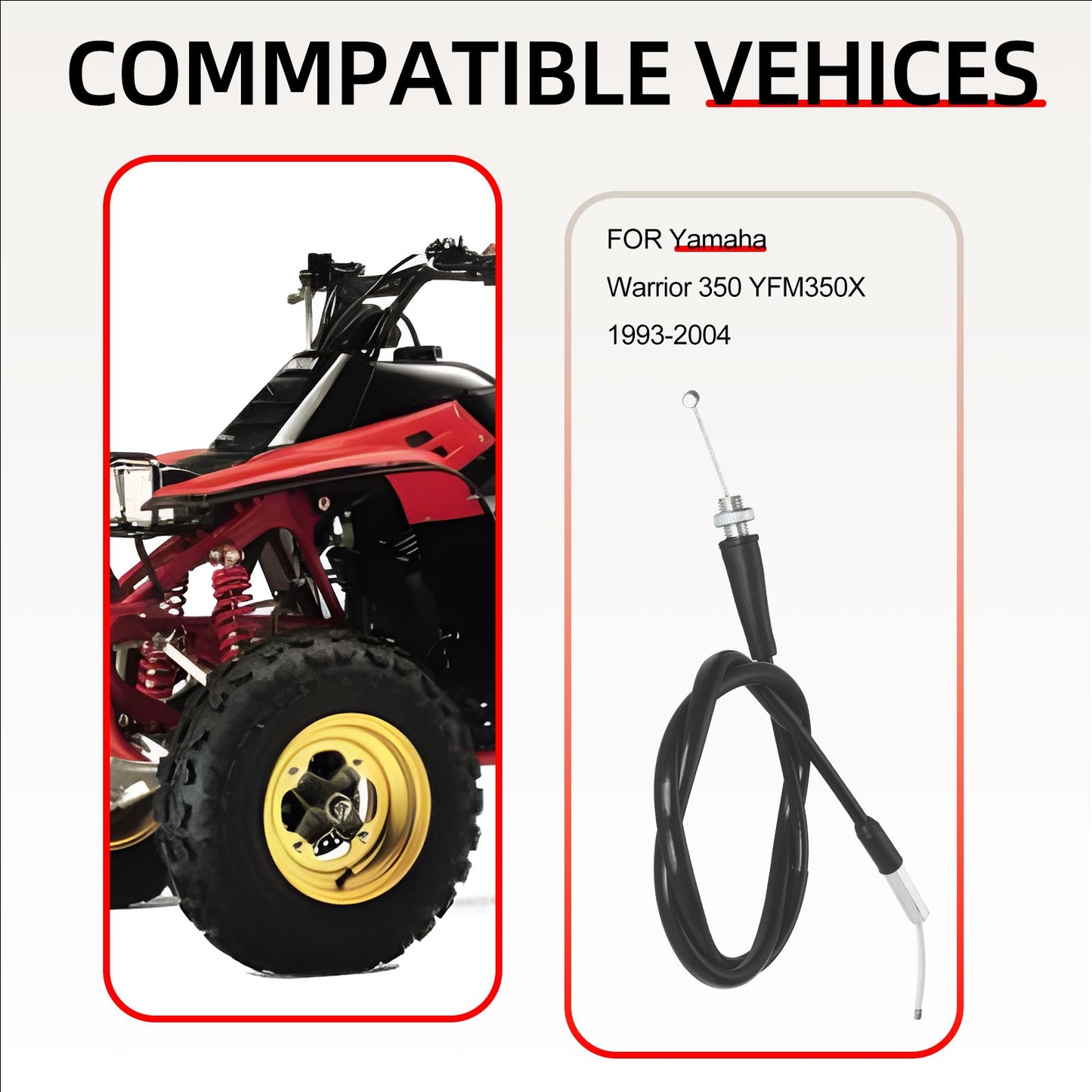 Throttle Cable for Yamaha Warrior YFM350 (1993–2004)