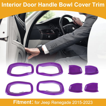 Set of 4 Purple ABS Interior Door Handle Bowl Cover Trim for Jeep Renegade (2015–2023)
