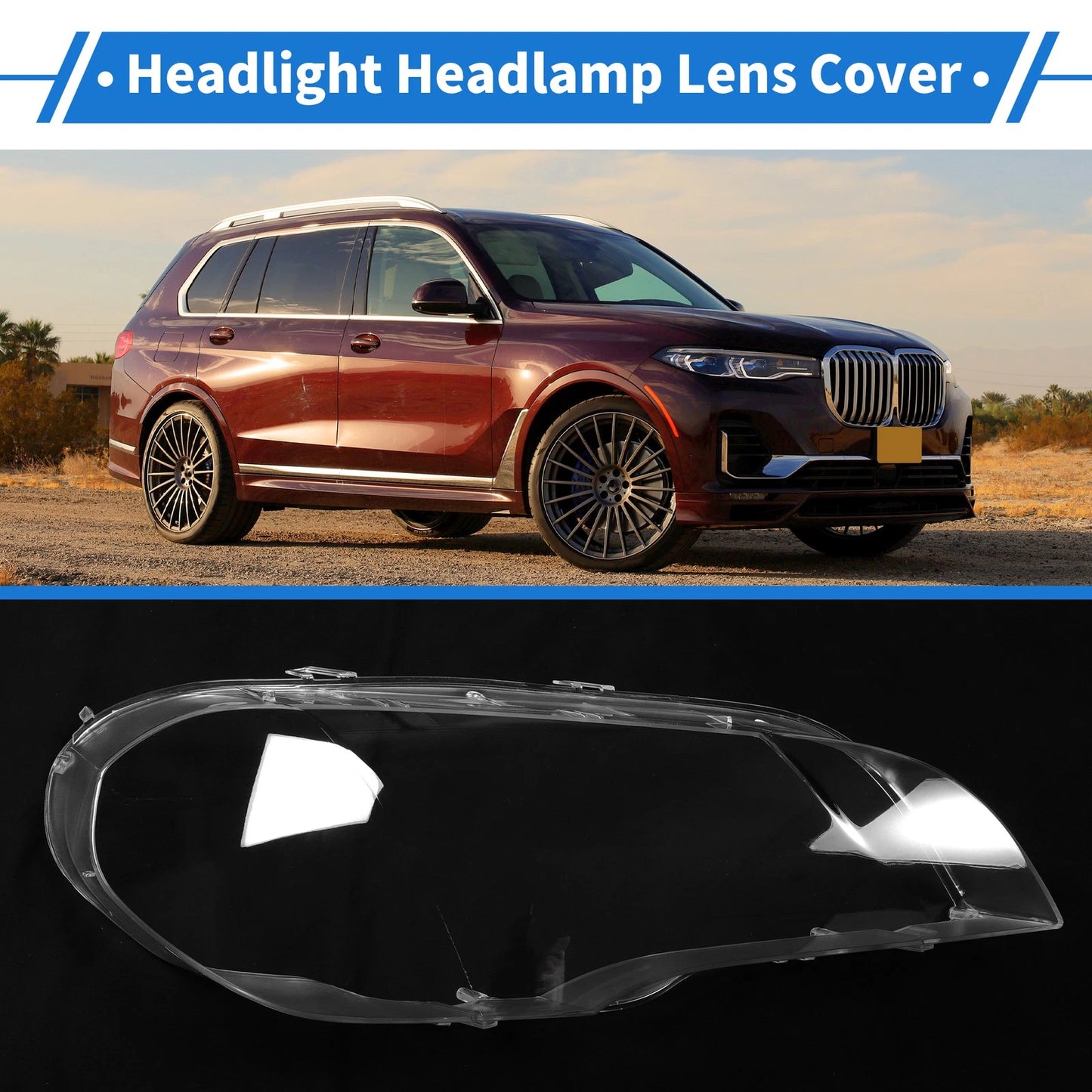 Headlight Lens Cover for BMW X5 E70 (2008–2013) PC Clear