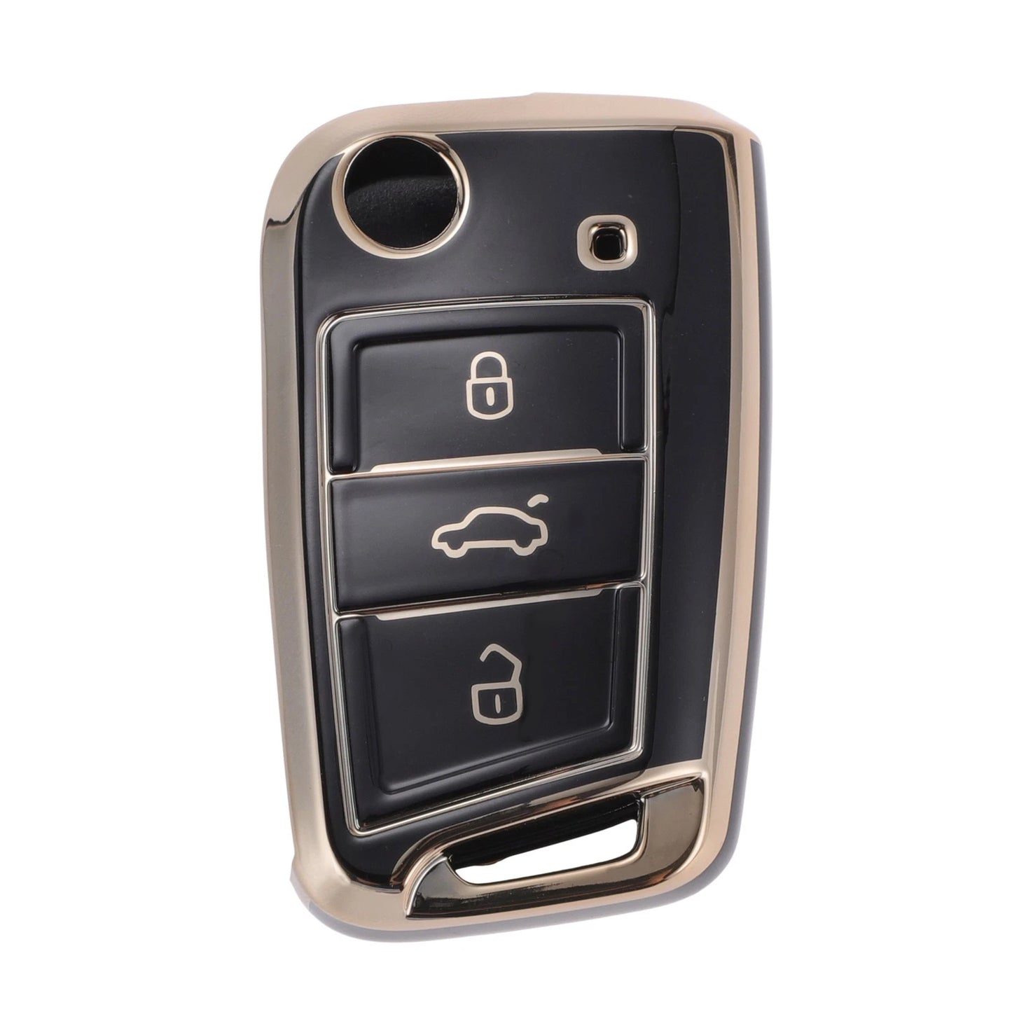 TPU Key Fob Shell Cover Case for VW Golf 7 (2013–2023) - Black Gold Tone