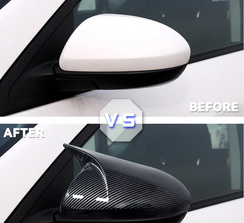 2X Carbon Fiber Side Mirror Horn Cover Cap Trim for Mazda 3 (2014–2016)