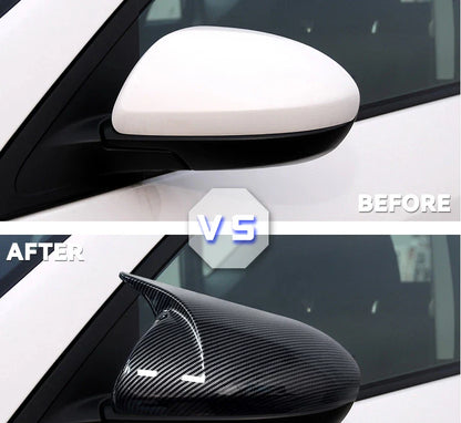 2X Carbon Fiber Side Mirror Horn Cover Cap Trim for Mazda 3 (2014–2016)