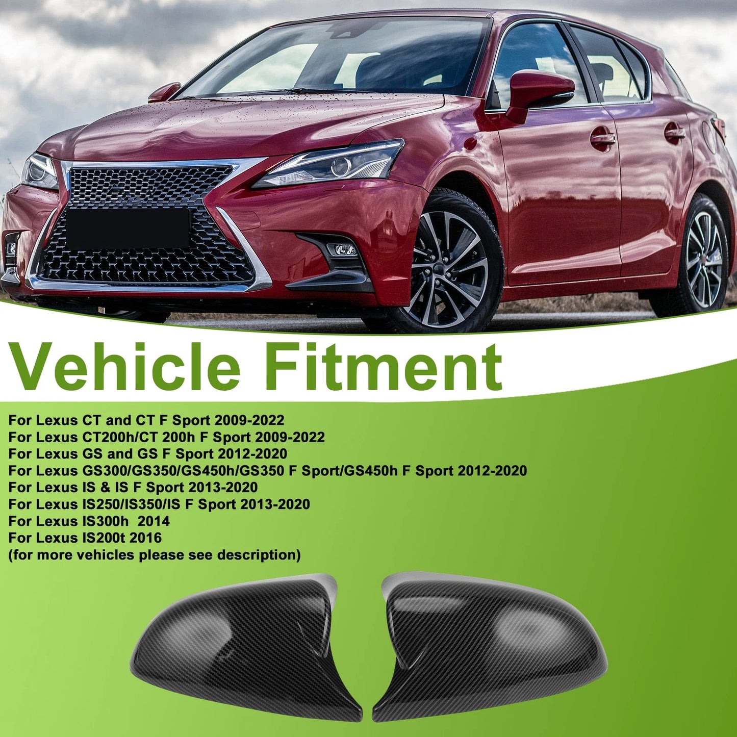 1 Pair ABS Mirror Cover Cap for Lexus CT CT F Sport (2009–2022) 8794A30E00B1