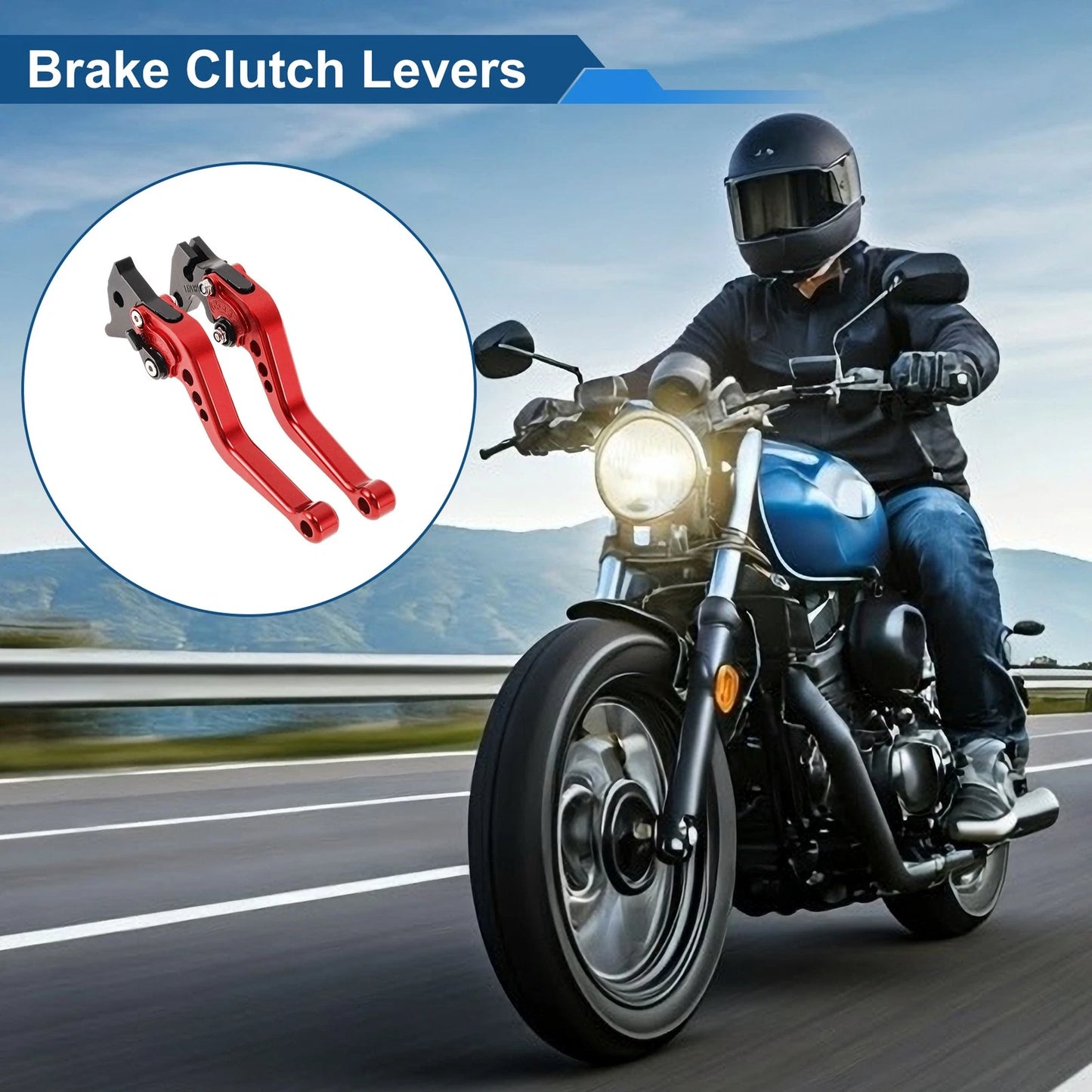 6-Speed Adjustable Brake Clutch Levers for Yamaha Raptor 660 (2001–2004) Red