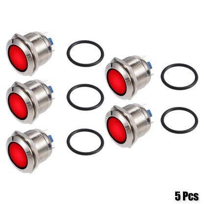 5 Pcs 22mm LED Waterproof Pilot Indicator Signal Light for Universal