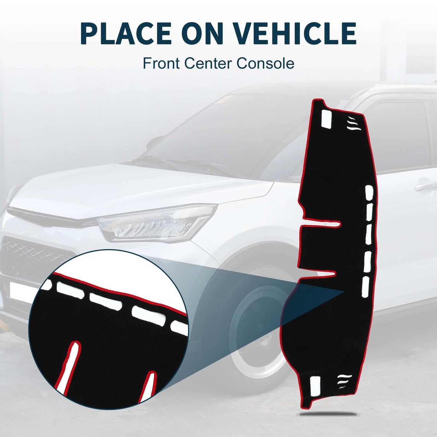 Dashboard Cover Mat for Toyota Raize A200A (2020–2023) Black Red Set