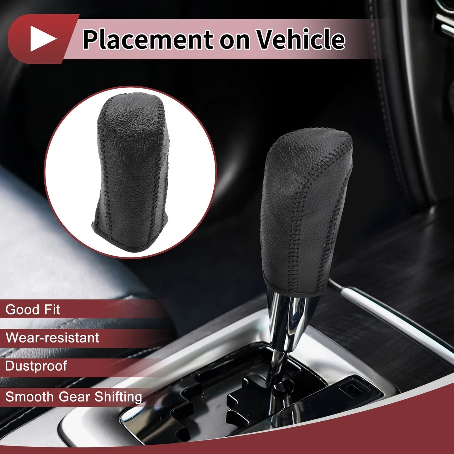 1 Pc Gear Shift Knob Cover for Ford Fiesta (2009–2012) Faux Leather