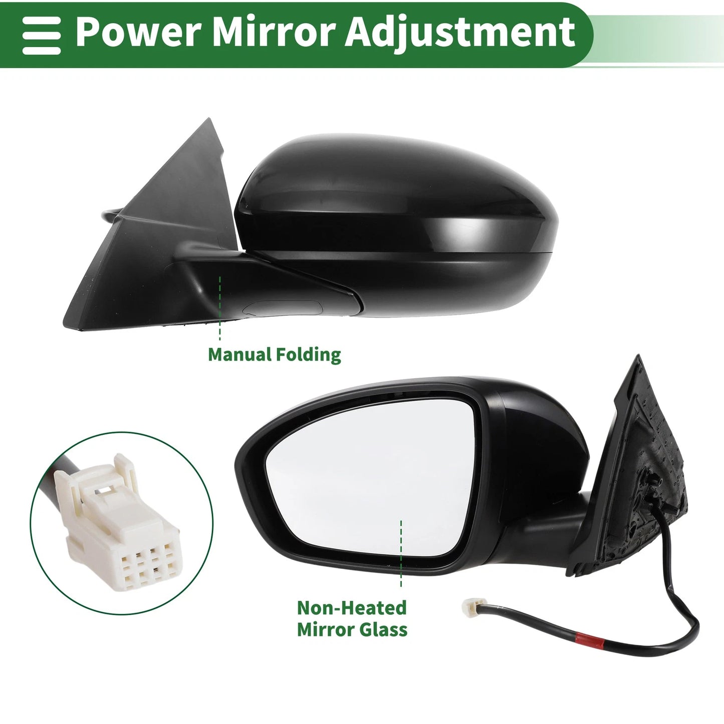 Left Side Door Mirror for Nissan Altima (2019–2023) Manual Folding Black