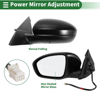 Left Side Door Mirror for Nissan Altima (2019–2023) Manual Folding Black