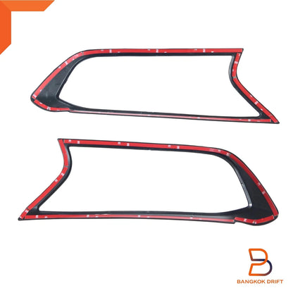 Matte Black Red Logo Headlight Lamp Cover Trim for Ford Ranger (2015-2021)