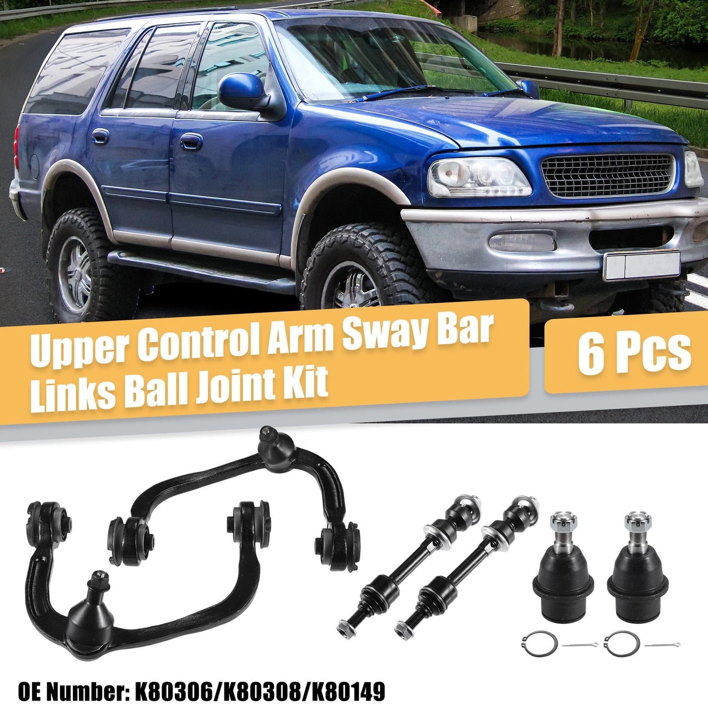 6 Pcs Front Suspension Kit for Ford F-150 (2005–2008) No.K80306 Black