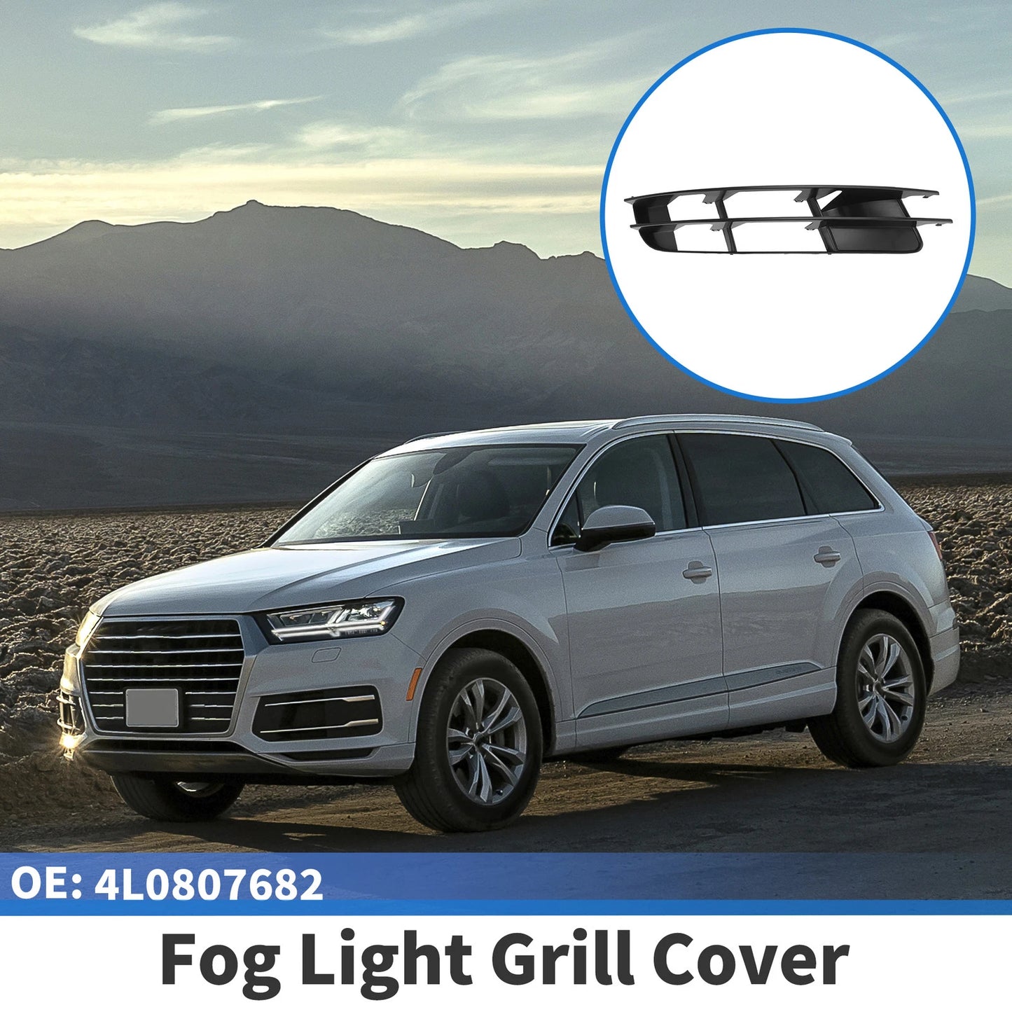1pc Fog Light Grill for Audi Q7 (2007–2009) No. 4L0807682 ABS Black