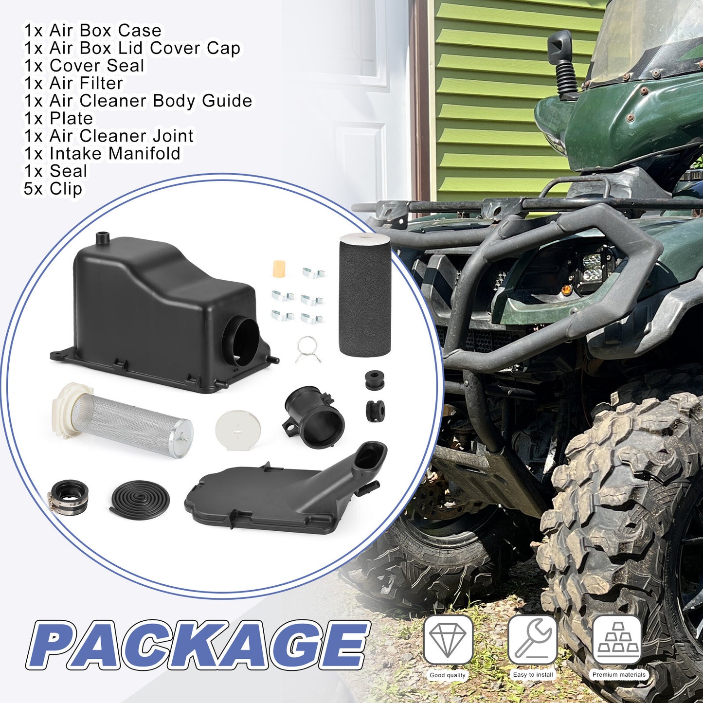 Air Filter Guide Box Cover Kit for Yamaha Grizzly 660 (2002–2008)