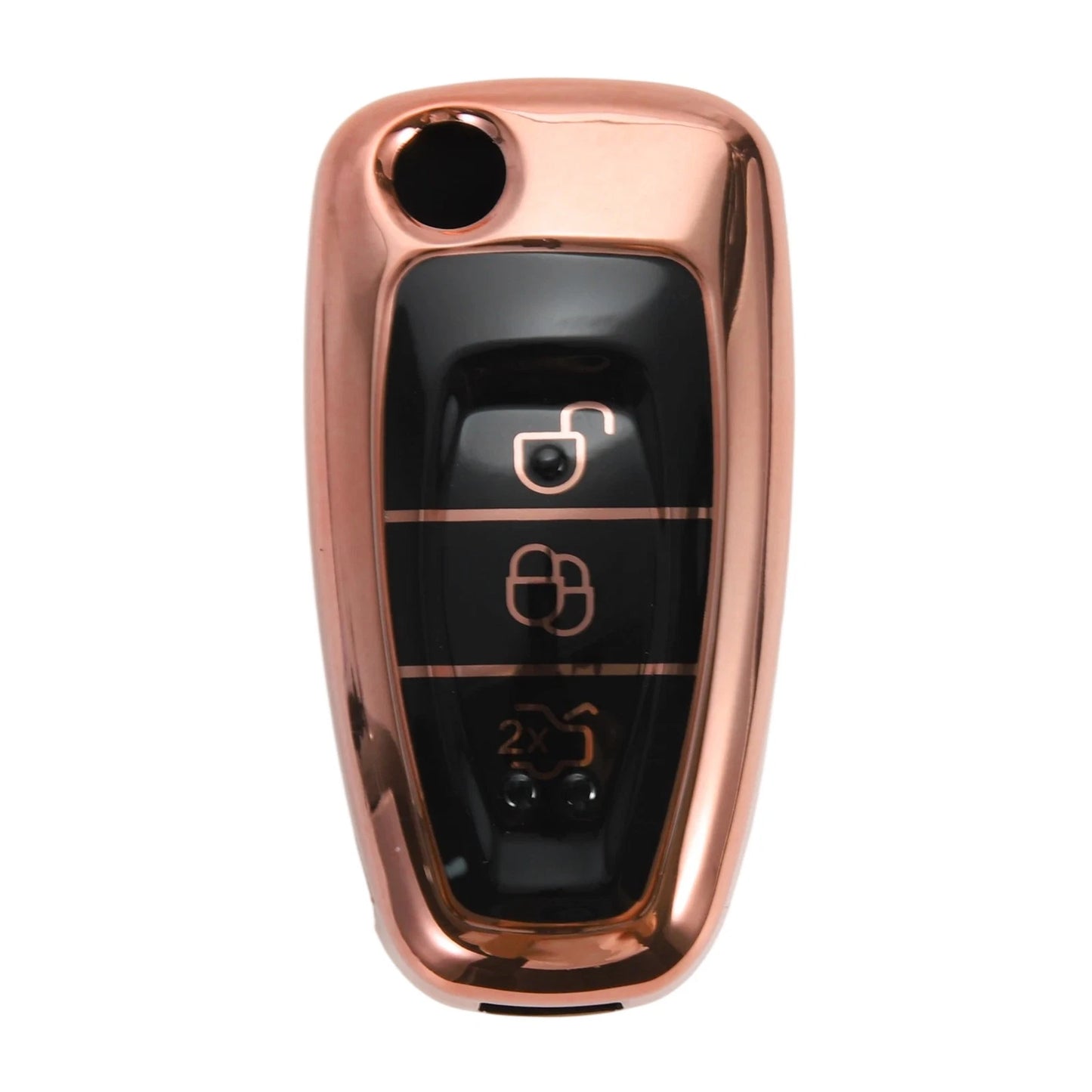 Rose Gold TPU Silicone Car Key Case for Ford Mondeo (2000–2007)