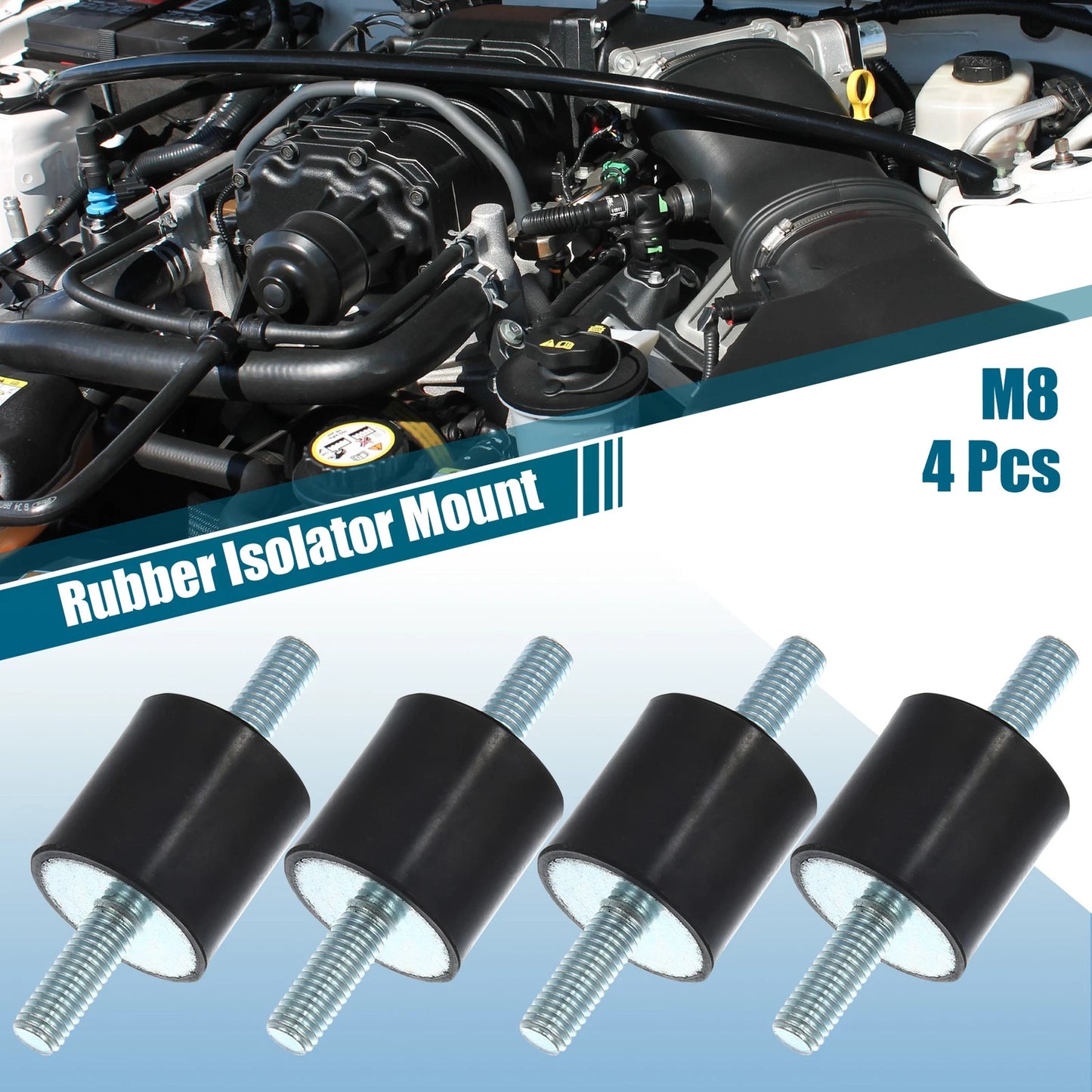 Set of 4 M8 Anti Vibration Rubber Isolator Dampers for Cars (30x30mm)