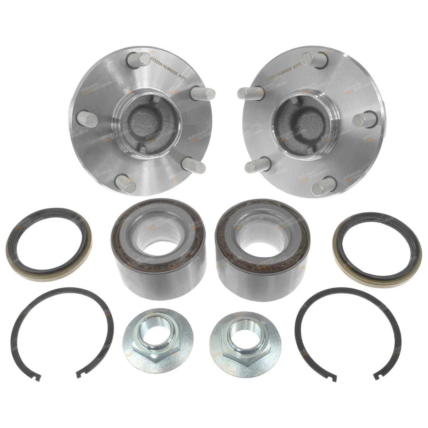 2 x Front Axle Wheel Hubs and Bearings for Toyota Hilux GGN15 KUN16 TGN16