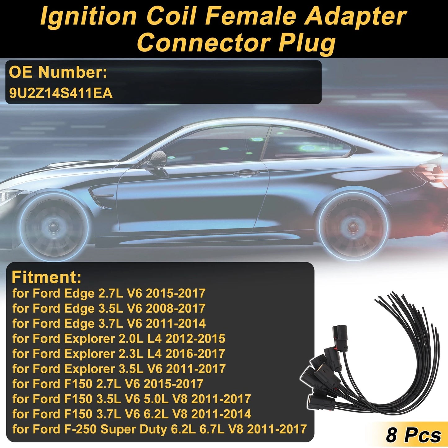 3 Pin Ignition Coil Connector Plug for Ford Edge (2015–2017) No. 9U2Z14S411EA