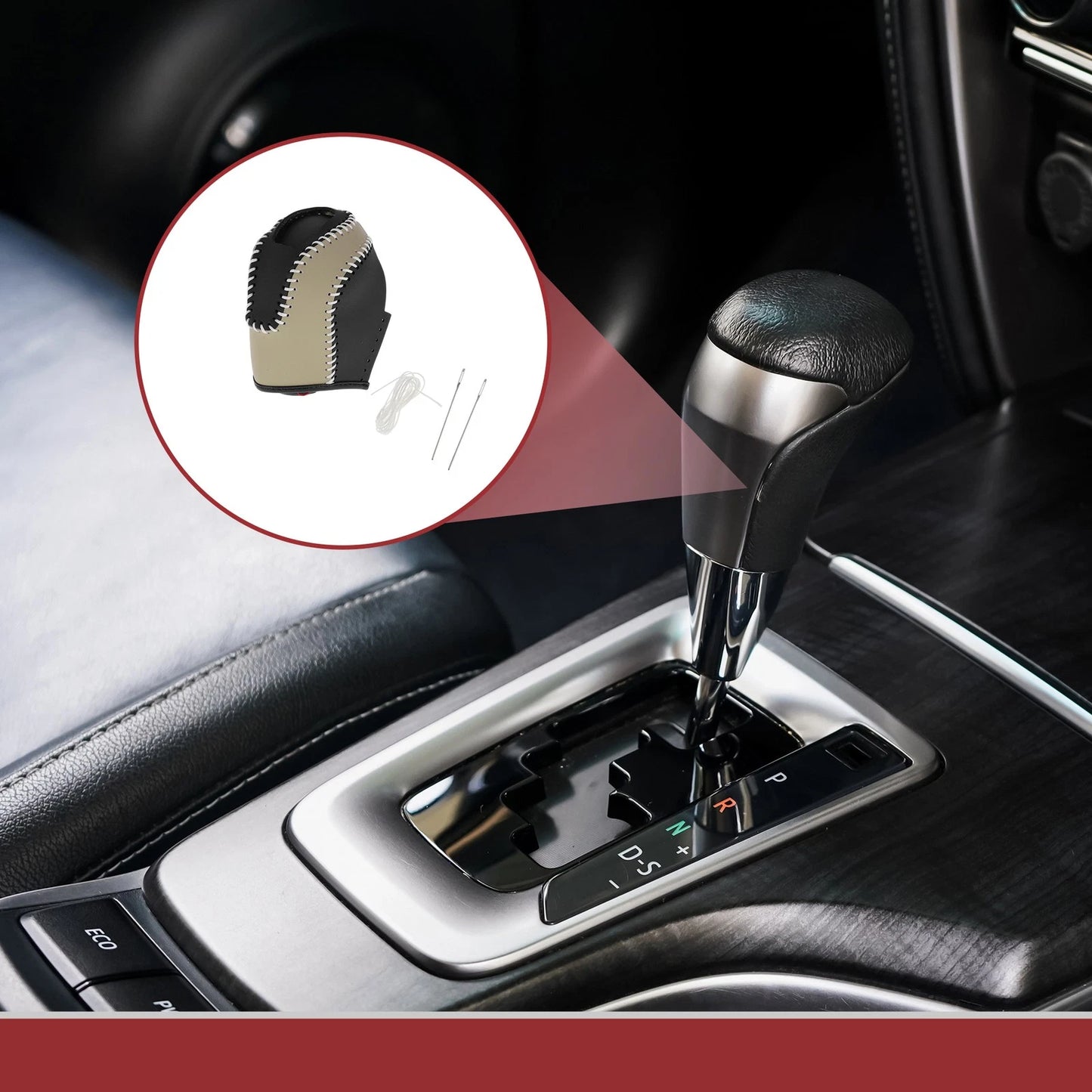 1Pc Gear Shift Knob Cover for Volkswagen Taos (2022–2023) Beige Black
