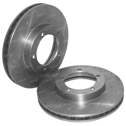 2 Front Drilled Slotted Brake Rotors for Landcruiser HZJ105 (1998–2007)