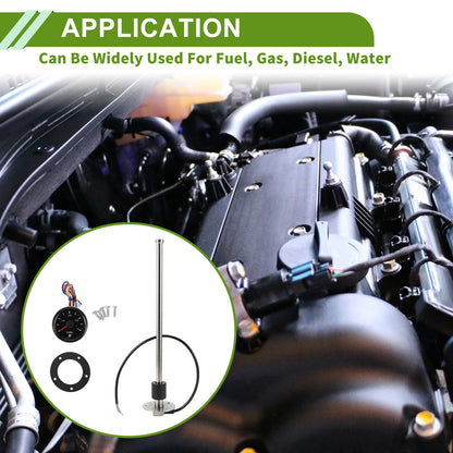 Fuel Sending Unit and Gauge Kit 0-190 Ohm for Boat Car Vehicle (0-190)