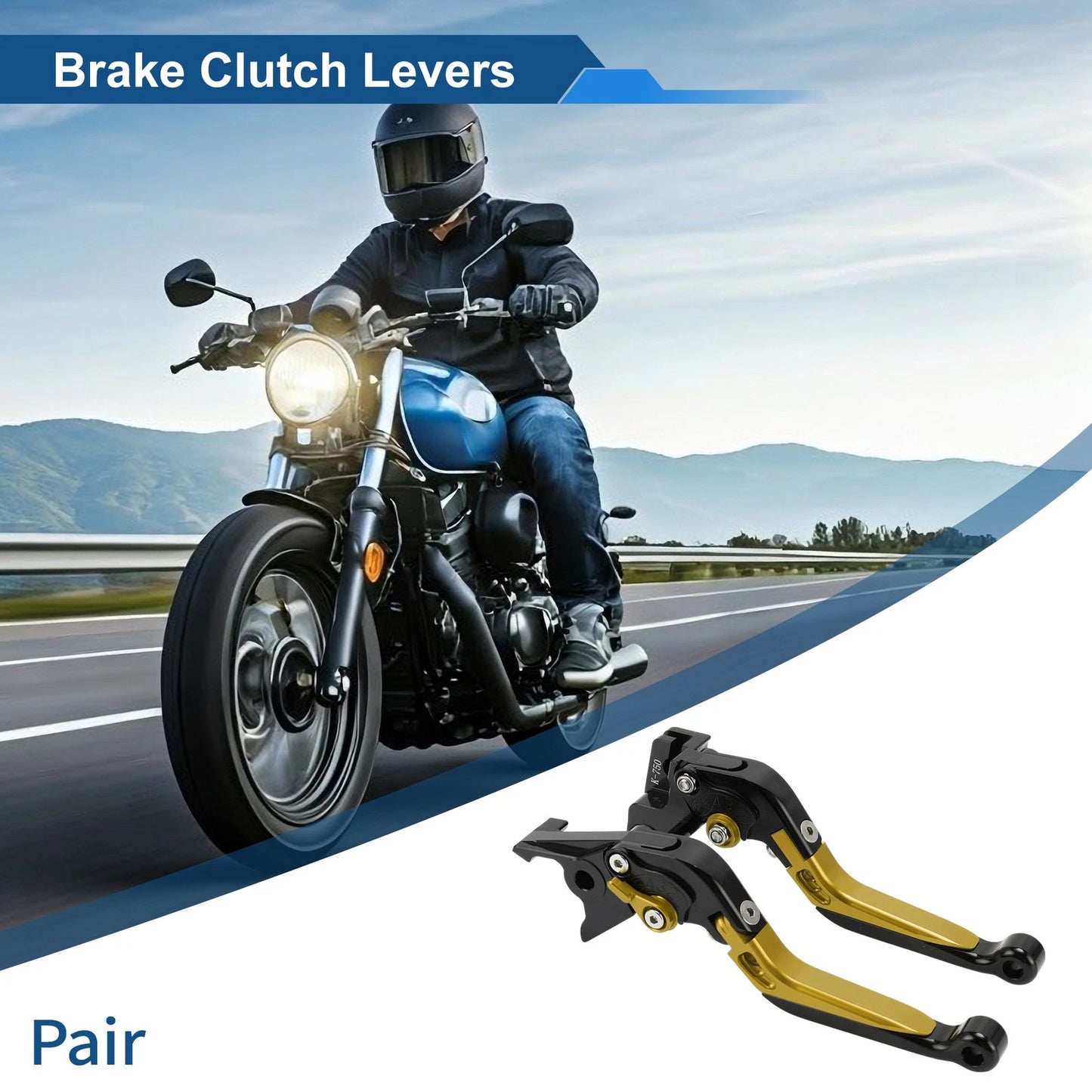 Short Long Brake Clutch Levers for Kawasaki Vulcan S 650 (2015–2023) Black Gold Tone