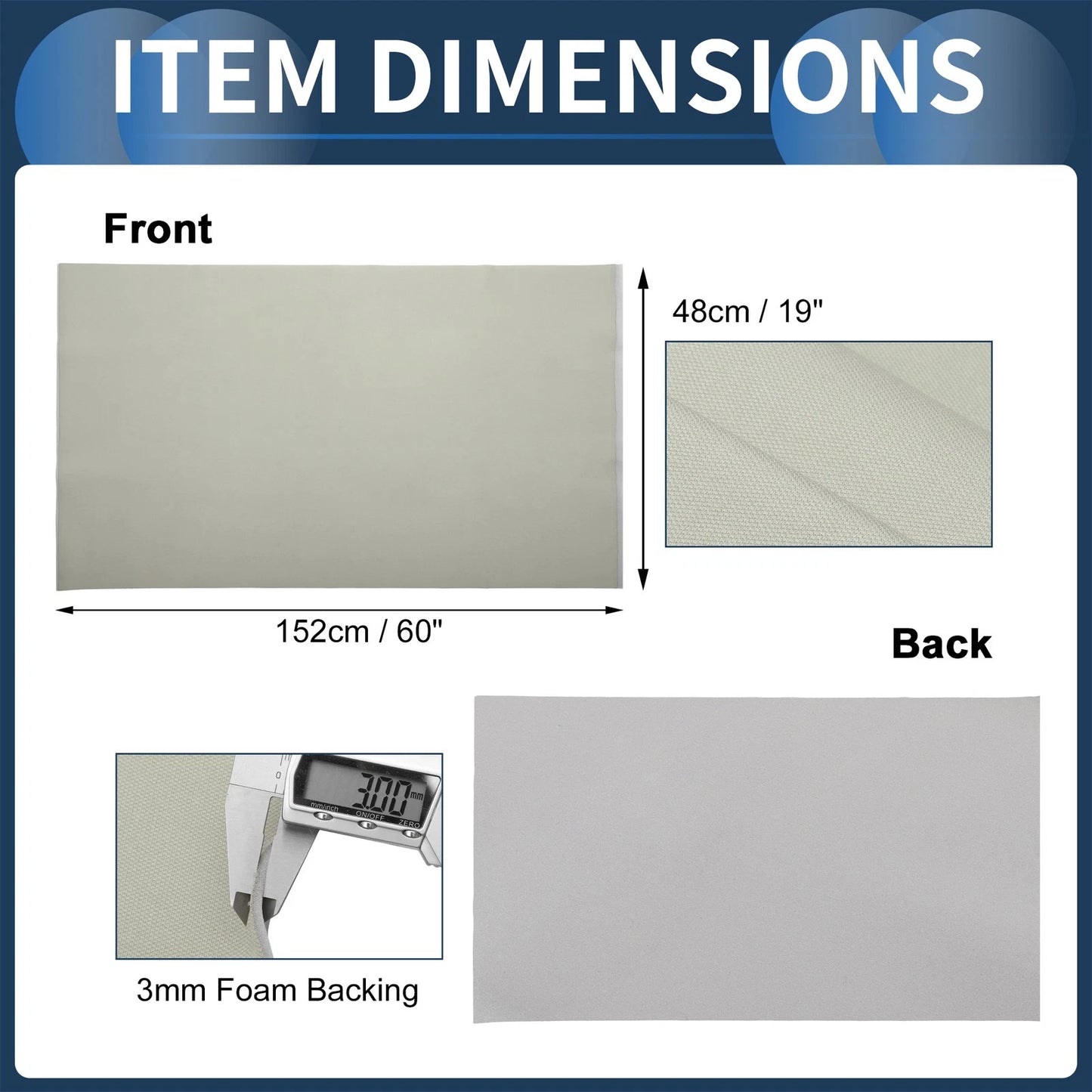 Mesh Fabric Headliner for Car Roof Repair 60"x19" Light Gray