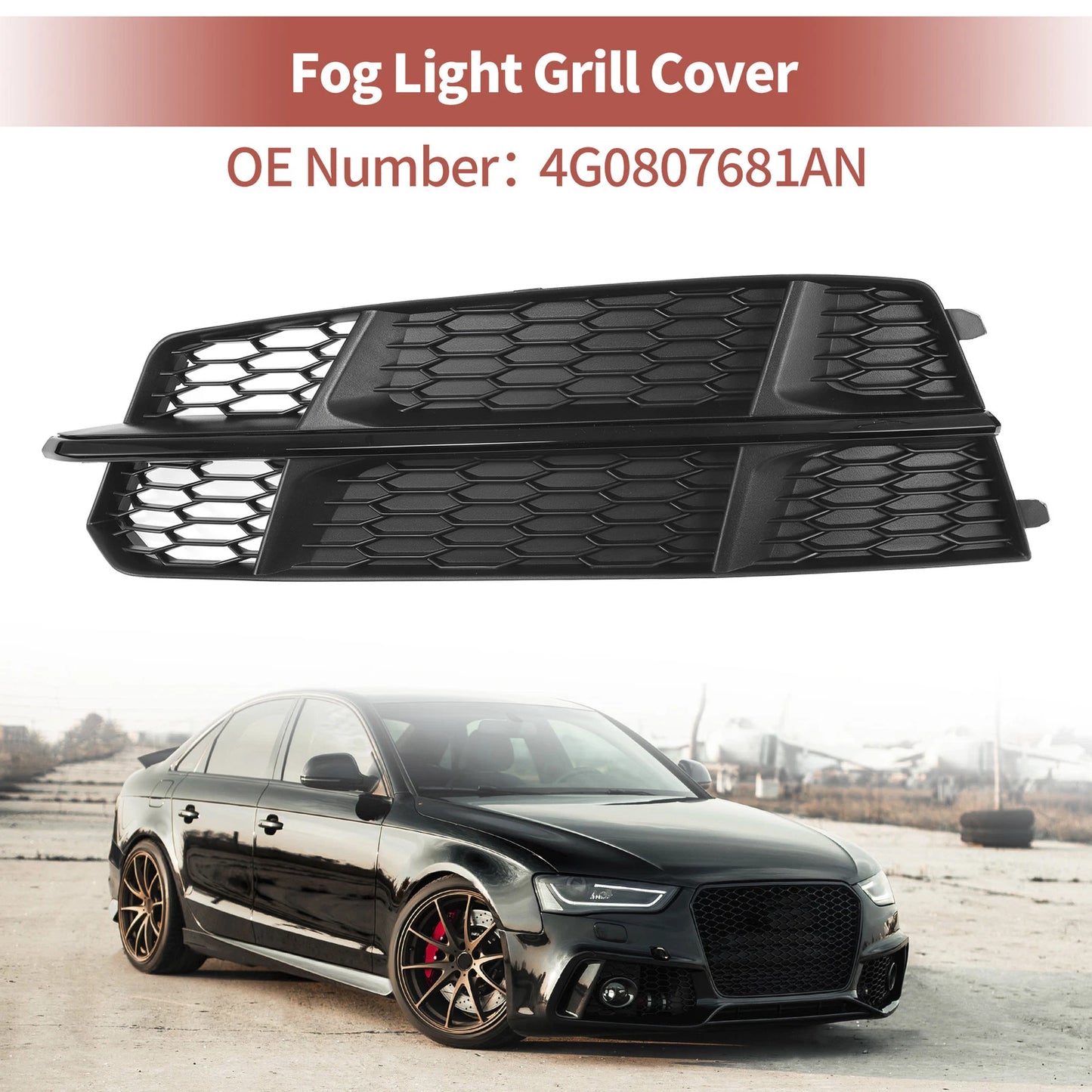 1pc Fog Light Grill for Audi A6 C7 S-Line (2012–2018) No. 4G0807681AN Black
