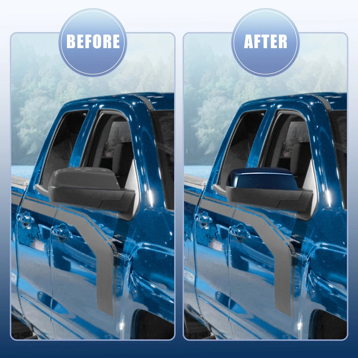 OEM Blue Top Side Mirror Covers for Chevy Silverado 1500 2500 3500 (2014-2019)