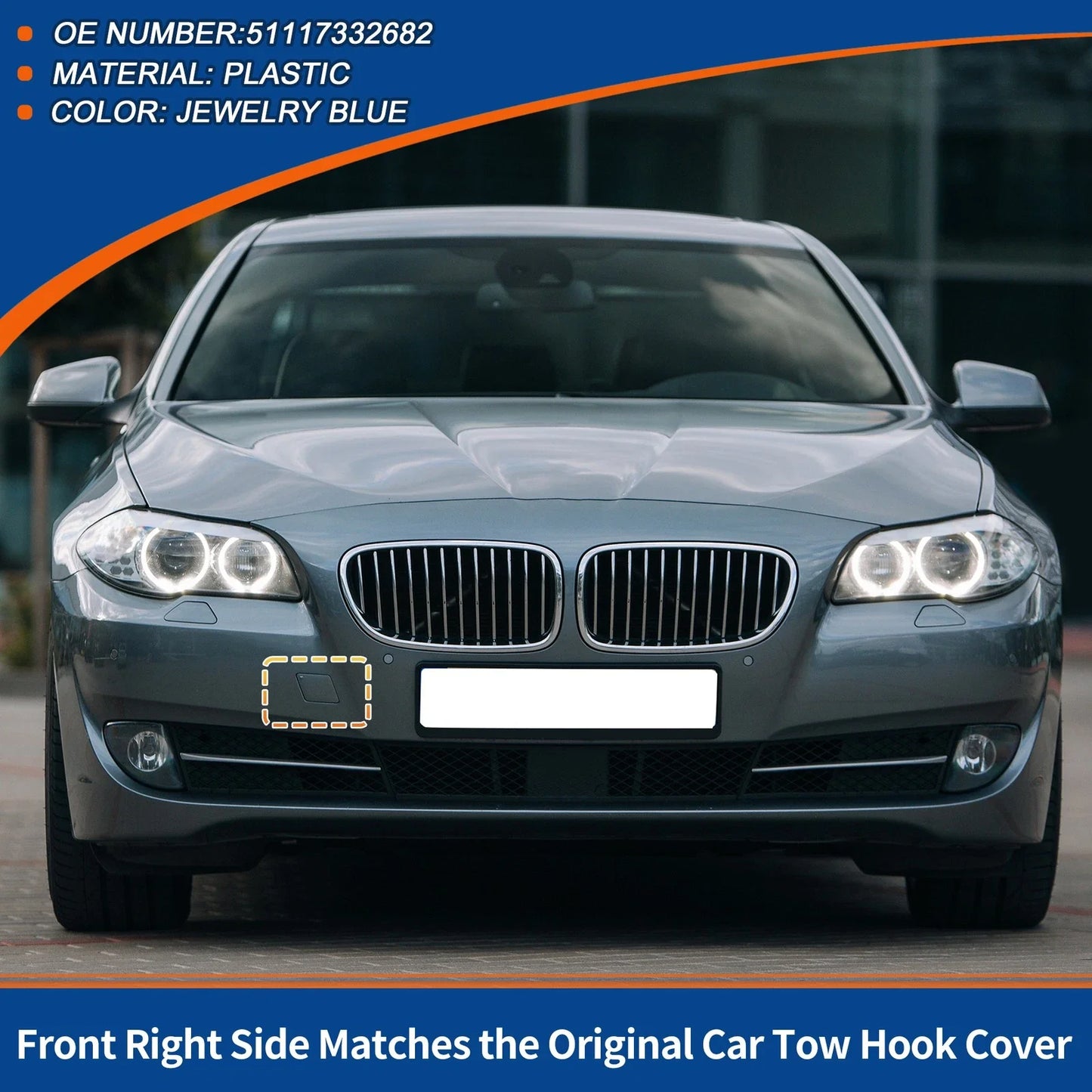 Tow Hook Cover Cap Front Right for BMW Jewelry Blue