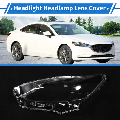 1 Pcs Front Left Headlight Lens Cover for Mazda 6 (2016–2019) PC Clear