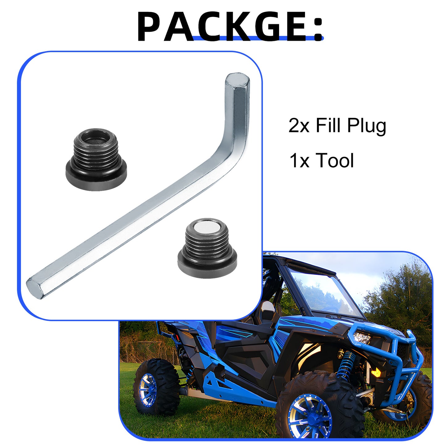 Front Differential Fill Drain Plug Tool Kit for Polaris RZR (2008–2023)
