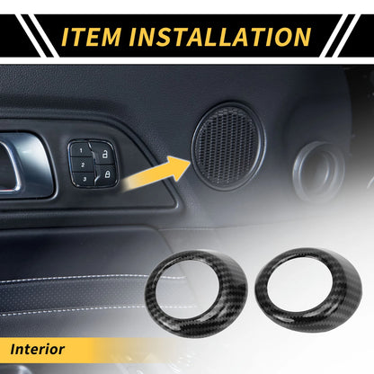 Set of 2 Carbon Fiber Interior Door Speaker Covers for Toyota Tundra (2014–2021)