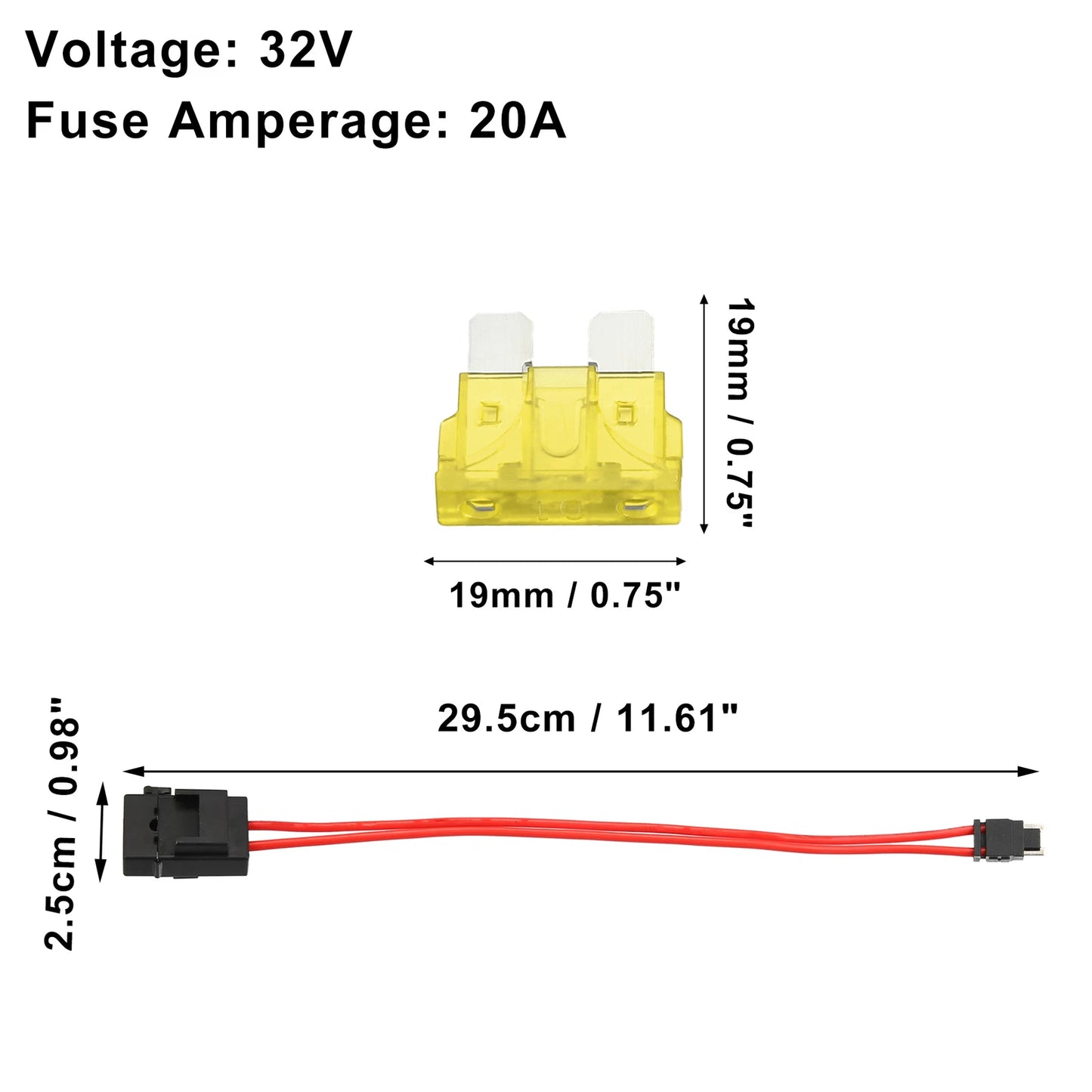 2X Low Profile Mini Fuse Adapter Kit for Cars (Includes 2pcs 20A Fuse)