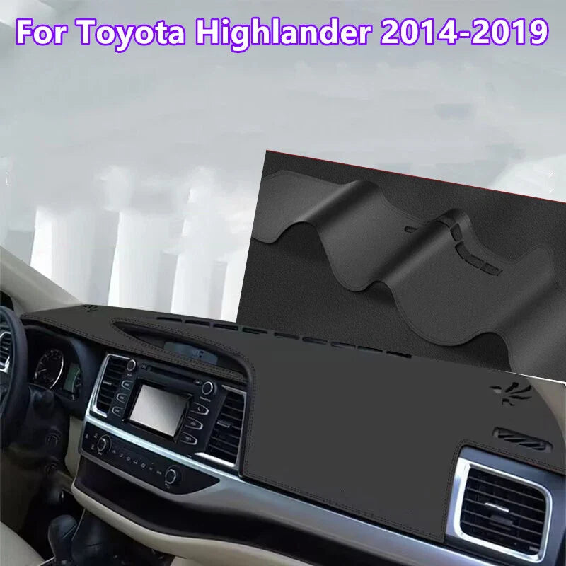 Leather Dashboard Dash Cover Protector Mat Pad for Toyota Highlander (2014–2019)