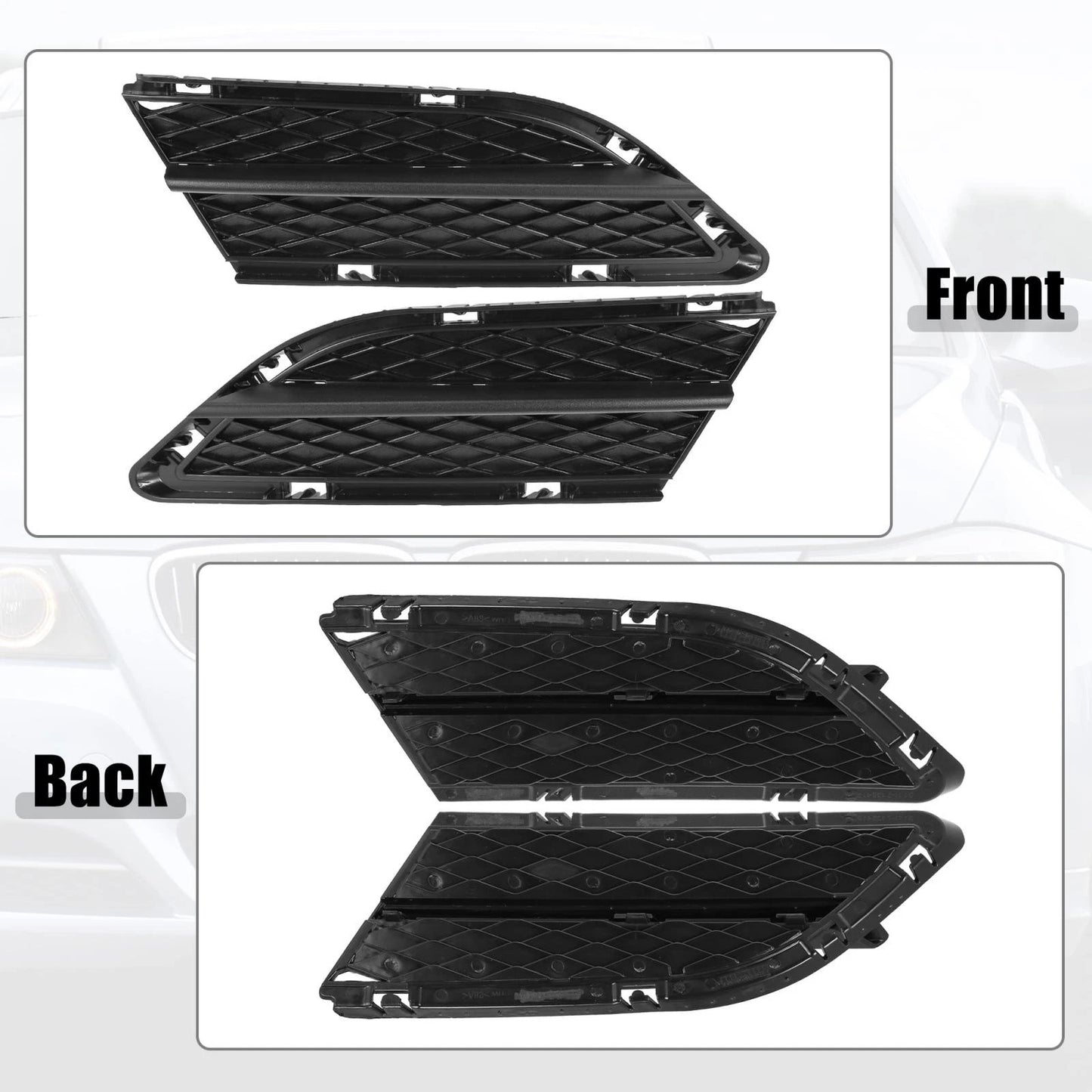 1 Pair Fog Light Grille Black for BMW 328i (2009-2010)