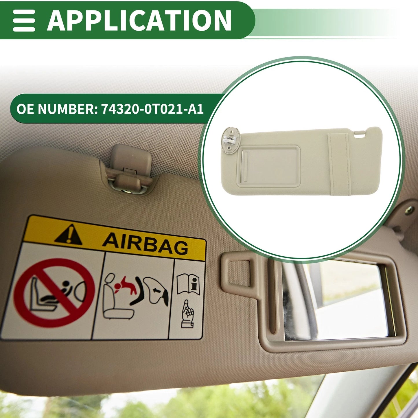 Left Sun Visor with Mirror for Toyota Venza (2009–2015) No. 74320-0T021-A1