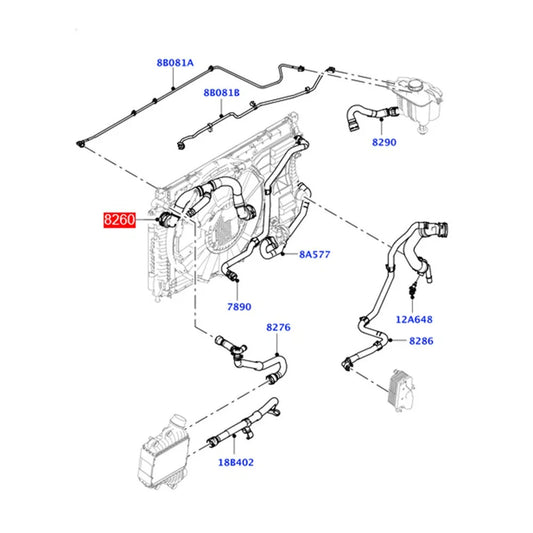 Upper Radiator Water Hose for Land Rover Range Rover Evoque (2019-2024)