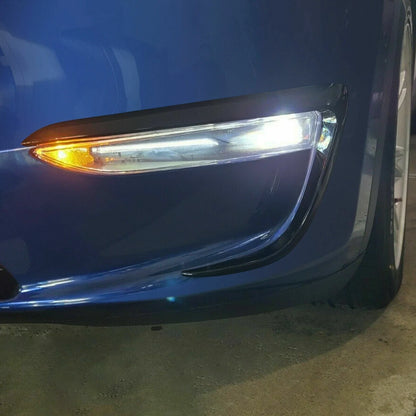 Black Front Fog Light Eyebrow Trims Cover for Tesla Model Y (2020–2024)