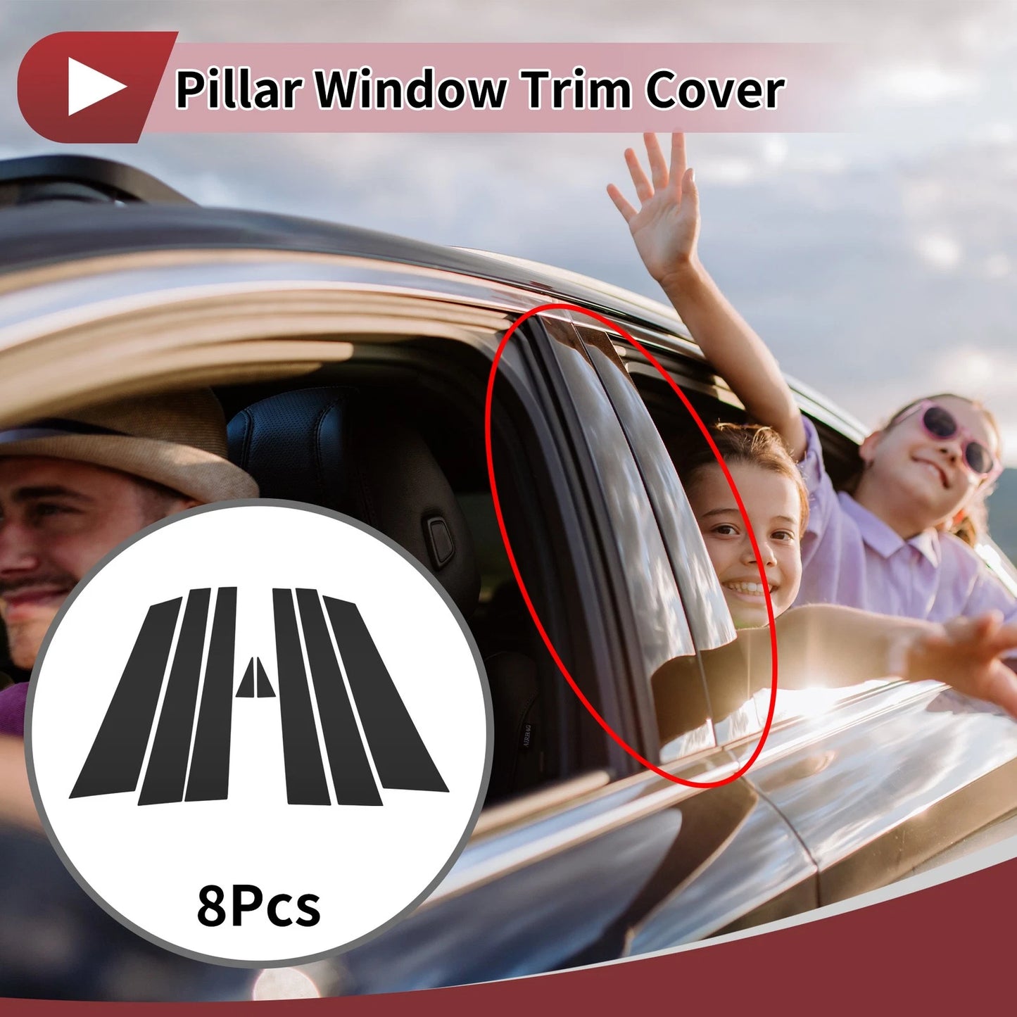 Door Pillar Window Trim for Chevrolet Impala (1994–1996) Black Left Right