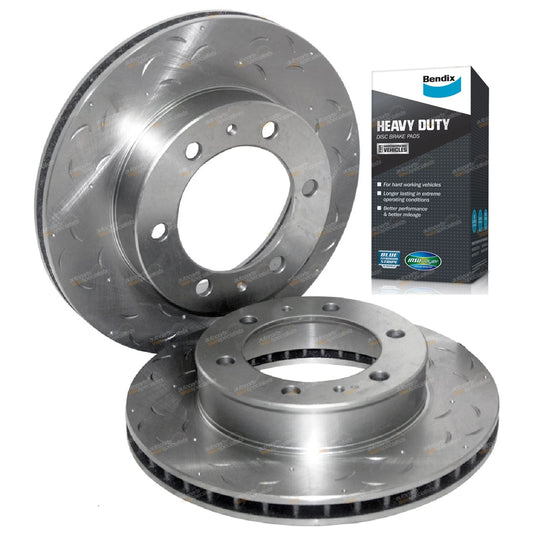 Front Slotted Drilled Rotors & Bendix HD Pads for Toyota Hilux (2005–2016)
