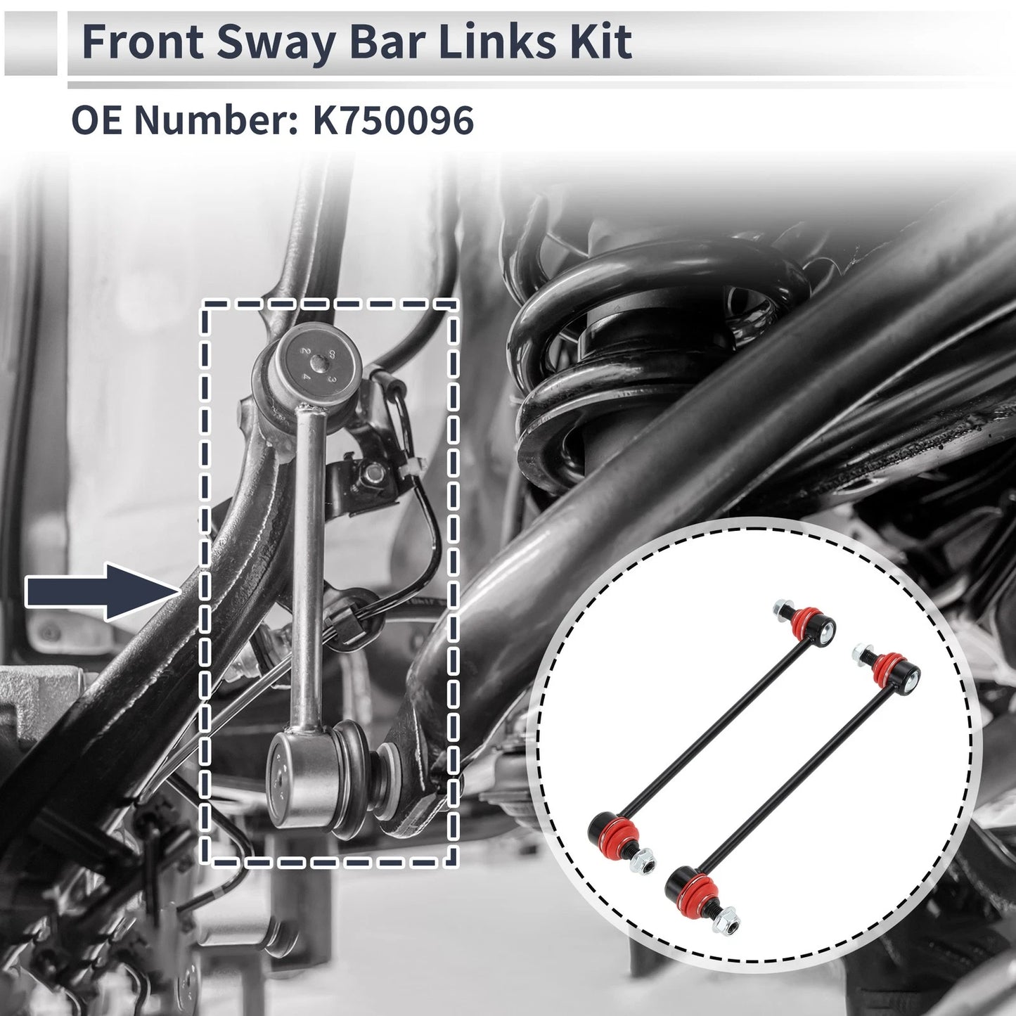 Set of 2 Front Stabilizer Bar Links for Nissan Sentra (2007–2012) No.K750096