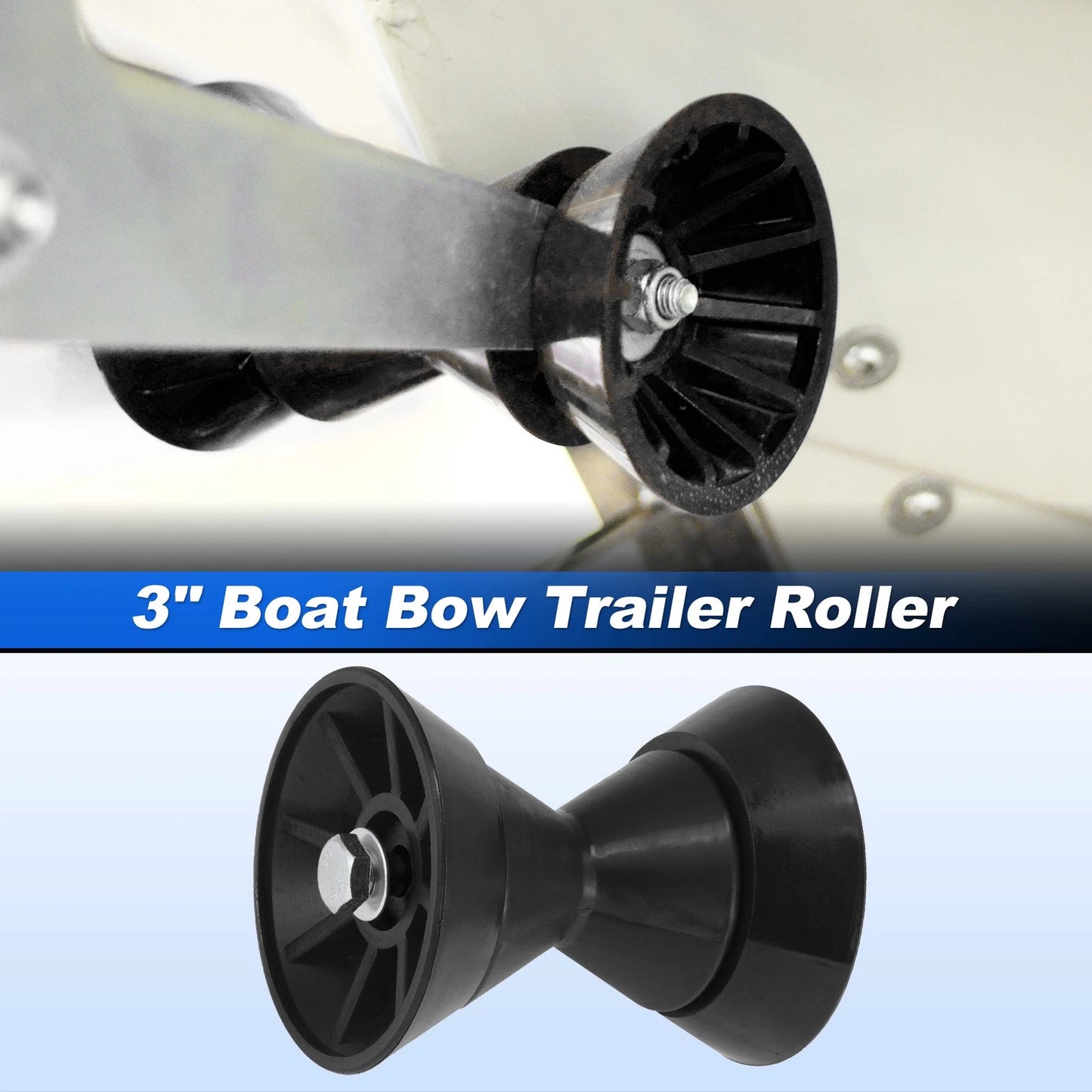 3" Boat Bow Trailer Roller with End Bells & 1/2 Inch Shaft
